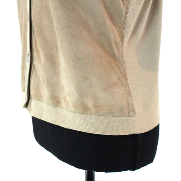 Hermes Suede Tan Knit Cotton Button Up Collared Polo Shirt L Short Sleeve Top - Picture 4 of 7